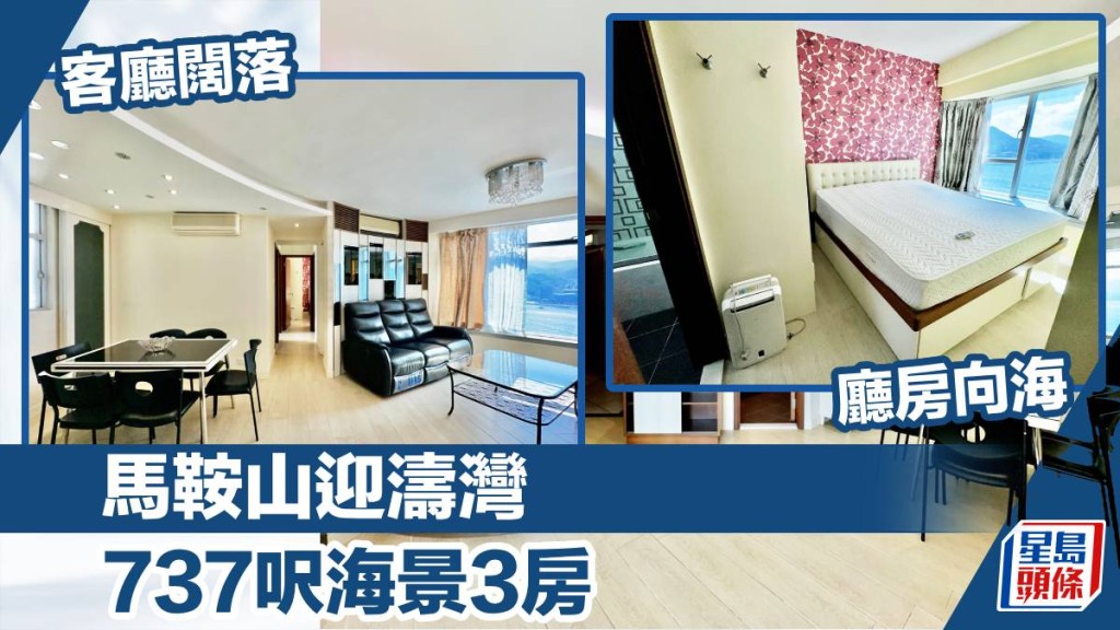 馬鞍山迎濤灣2B座高層H室，實用面積737方呎，最新月租叫價27,000元。