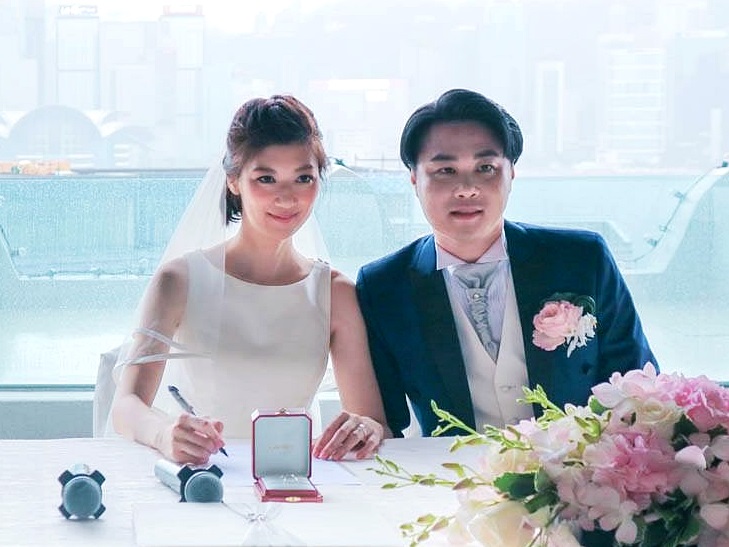 容海恩與袁彌昌2018年結婚。資料圖片