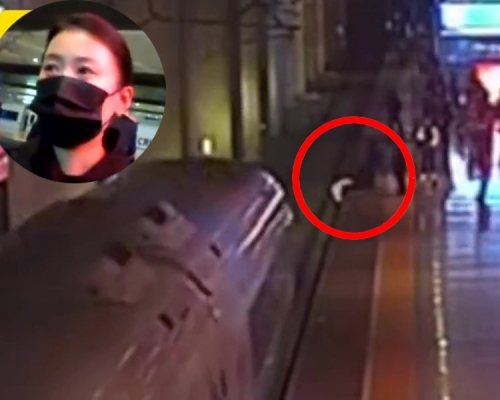 列車進站時,女子跳下月台,命懸一線之時被拉起,事件竟稱是開玩笑。(網圖)