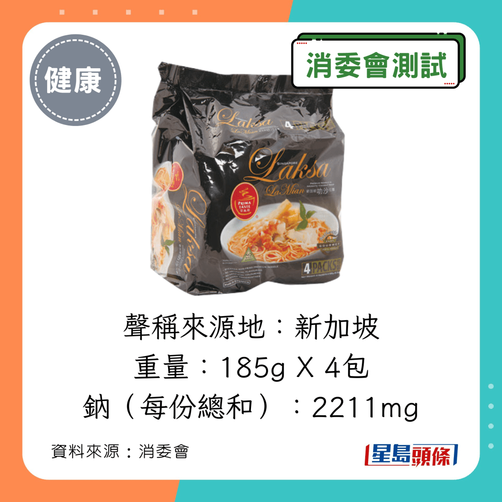 消委會即食麵｜百勝廚 新加坡叻沙拉麵