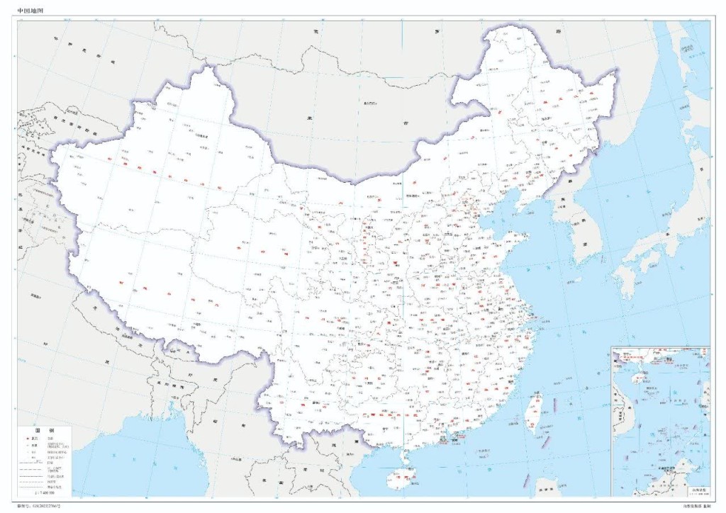 2023年版中國地圖。