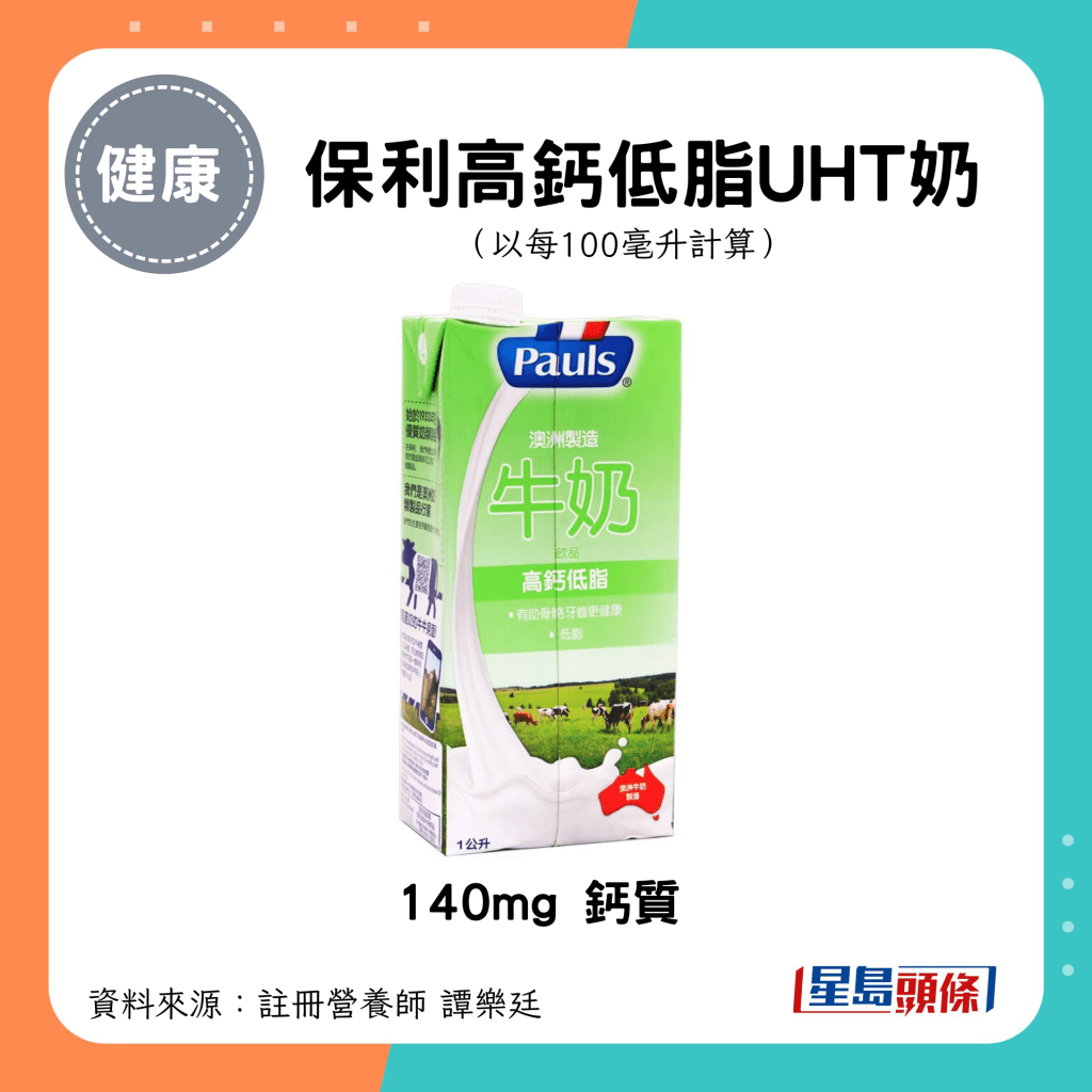 保利高钙低脂UHT奶 140mg 钙质