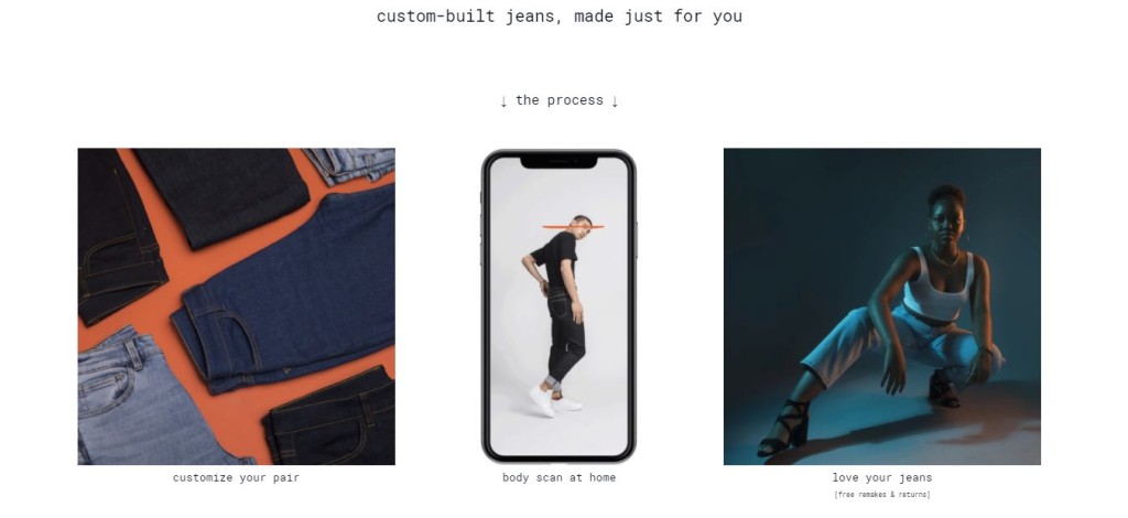 透过流手机自行扫描身材，按喜好自订牛仔裤，订造试验服务在Unspun网站提供。