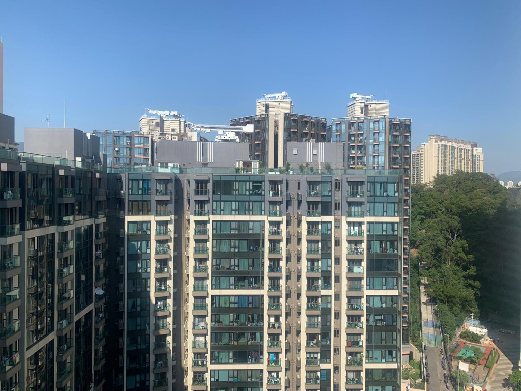 從單位外望，主要為內園景致及眺望附近市景。