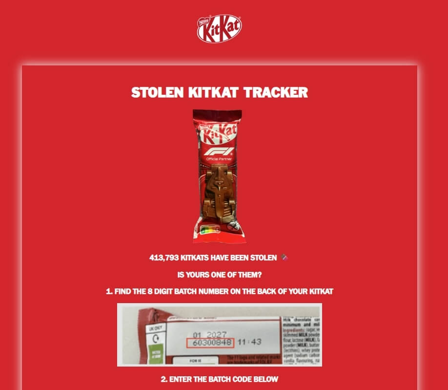 KitKat追踪器上线热爆。nestlecorporate.qualifioapp.com