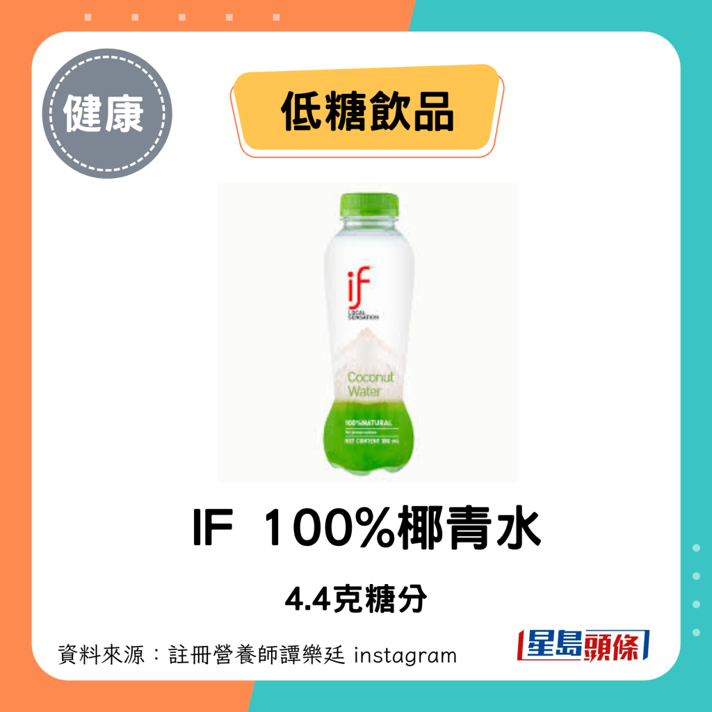 IF 100%椰青水 4.4克糖/每100毫升计