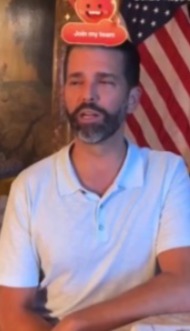 特朗普長子唐納德在大選日亮相社交網TikTok。網圖 特朗普長子唐納德在大選日亮相社交網TikTok。網圖