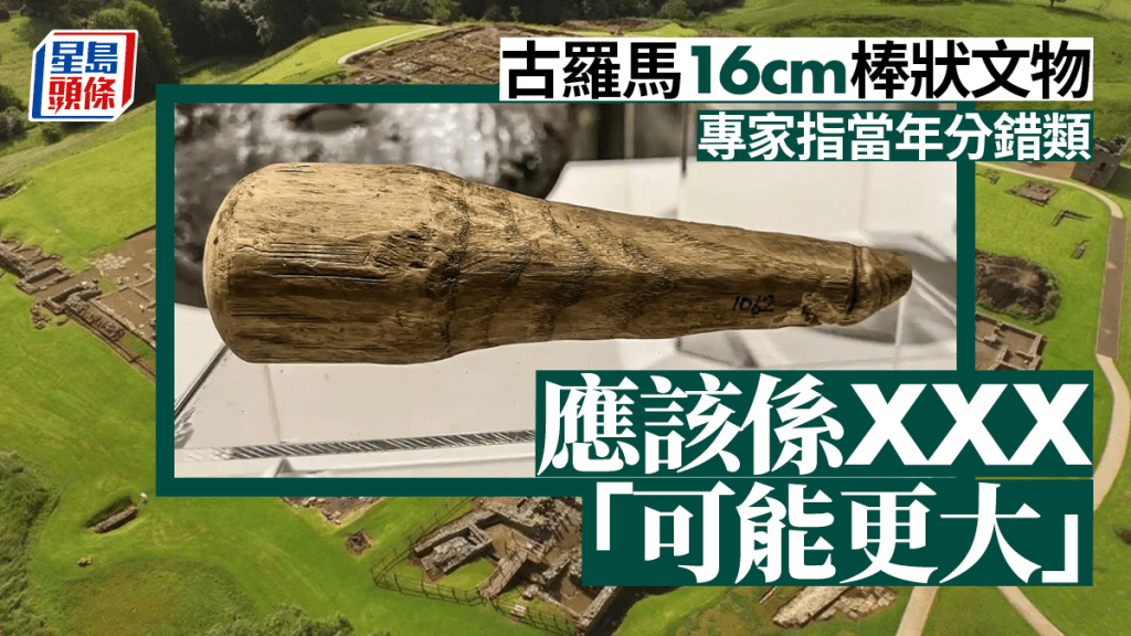 在羅馬帝國文德蘭達(Vindolanda)要塞發現的長16cm木製棒狀物可能是假陽具。(星島製圖)
