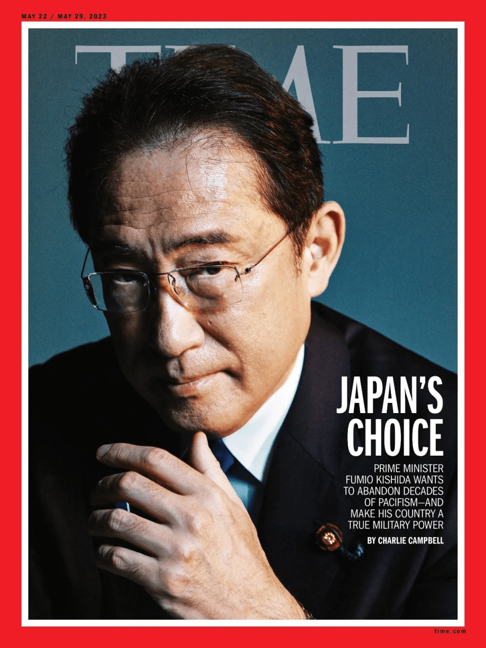 岸田將登上時代雜誌5月號22至29日封面。twitter@time