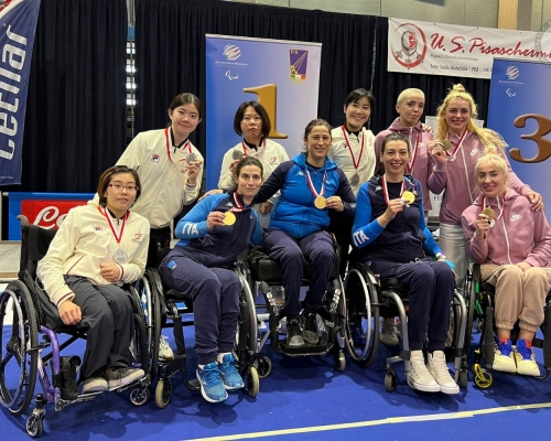 港隊於IWAS輪椅劍擊世界盃意大利比薩站煞科日，增添一枚女花團體賽銀牌。相片由香港殘疾人奧委會暨傷殘人士體育協會提供