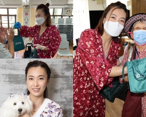 甘比到老人院送暖，獲長者送抱合照。