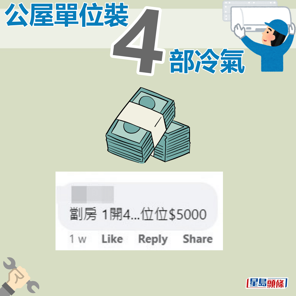 網民：劏房1開4......位位$5000。fb「公屋討論區 - 香港facebook群組」截圖