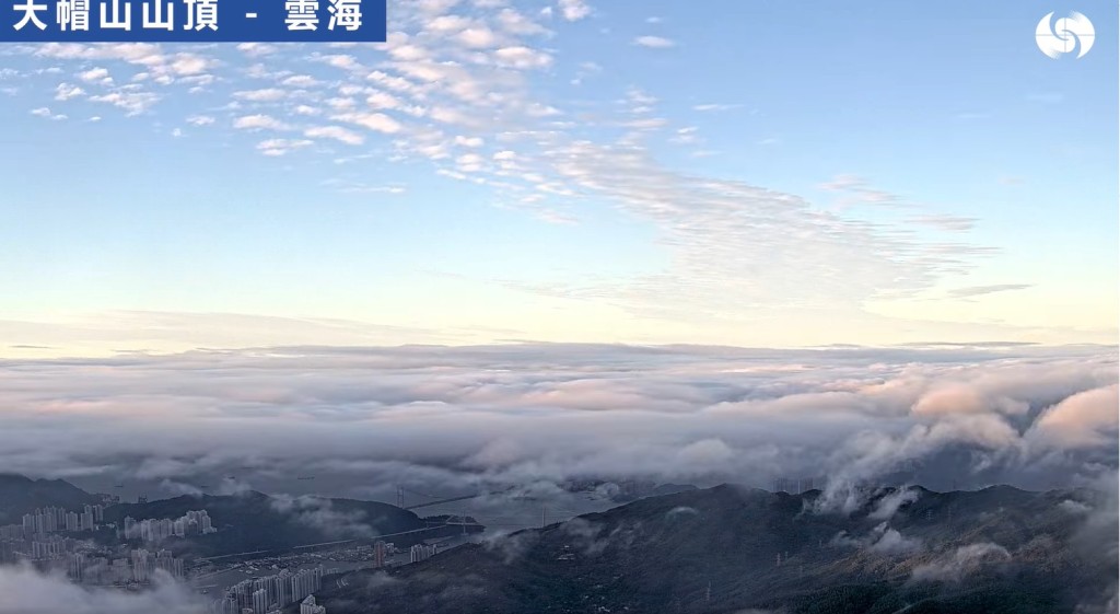 大帽山頂出現雲海美景。天文台FB截圖