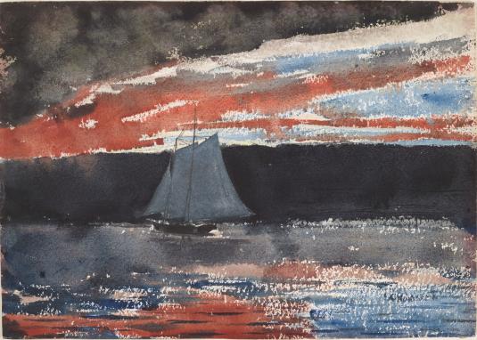 Winslow Homer《Schooner at Sunset》