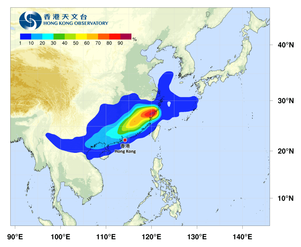 熱帶氣旋路徑概率預報。 熱帶氣旋路徑概率預報。