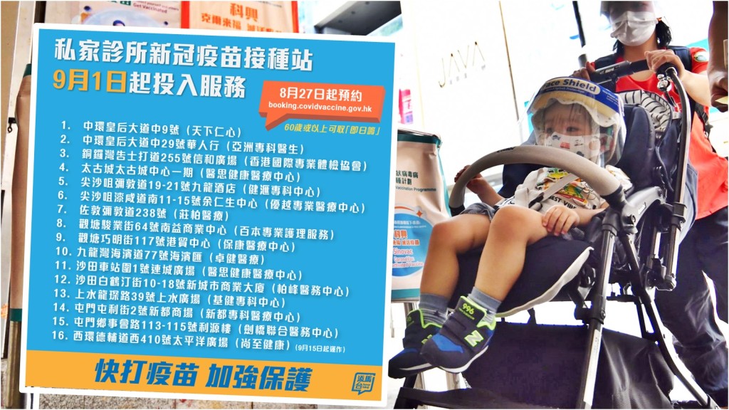 港府由下月起增加16個「私家診所新冠疫苗接種站」。資料圖片(小圖為fb「添馬台」圖片)