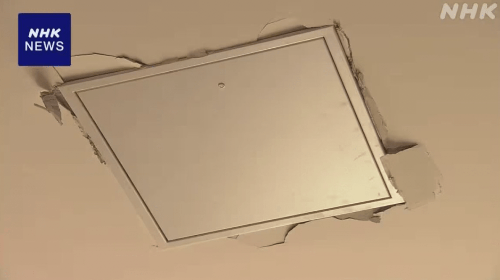 北海道新千歲機場部分天花板出現裂縫和剝落。NHK 北海道新千歲機場部分天花板出現裂縫和剝落。NHK