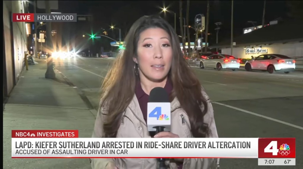 NBC 4新聞台亦有派記者到位於荷里活的事發現場作報道。（網上截圖）