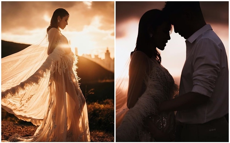 譚凱琪Po出同老公合照及懷孕照。