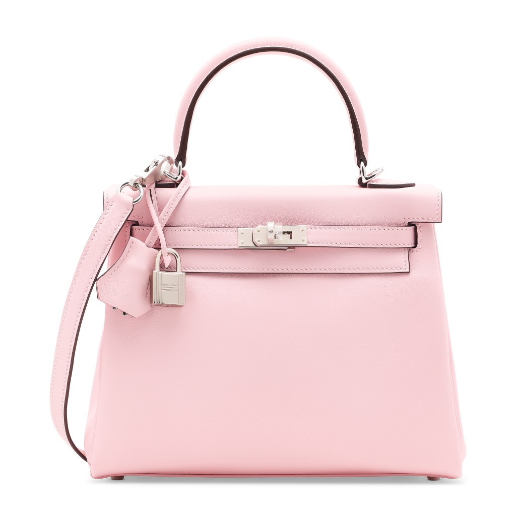 Hermès櫻花粉色Swift小牛皮25厘米內縫Kelly Bag，附鈀金配件。 （2025年） /估價：100,000-160,000港元