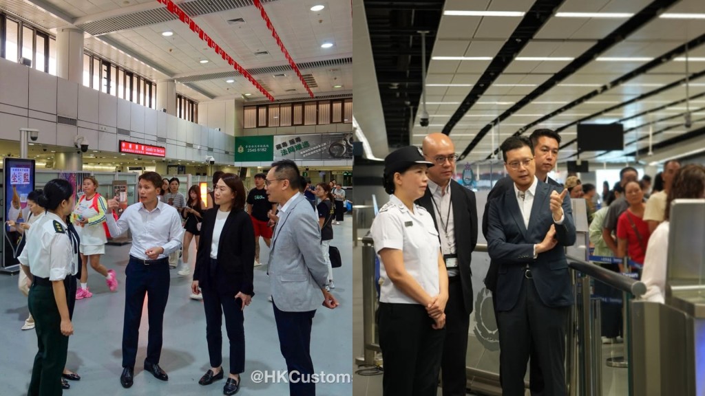 國慶黃金周︱海關入境處高層視察各管制站 了解通關情況為前線打氣