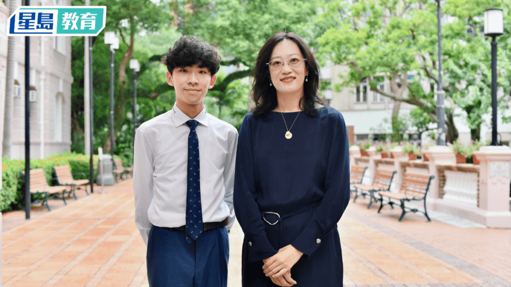 港大计量金融三年级学生陈梓轩（Oscar）与孟婧涵于港大校园合影。（卢江球摄）