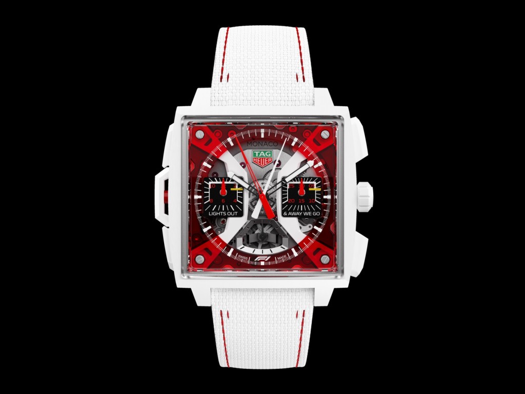Tag Heuer Monaco Split-Seconds Chronograph | F1,錶殼:41mm陶瓷 / 機芯:TH81-00自動 / 限量:10枚 / 售價:$1,280,000。 Tag Heuer Monaco Split-Seconds Chronograph | F1,錶殼:41mm陶瓷 / 機芯:TH81-00自動 / 限量:10枚 / 售價:$1,280,000。