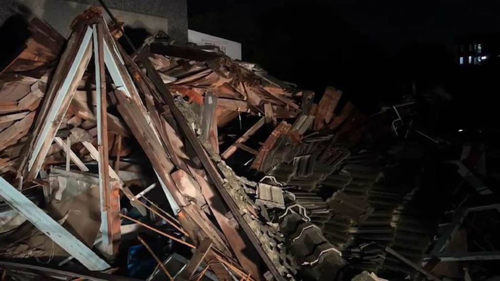 台东一处80年历史建筑物倒塌。网上图片