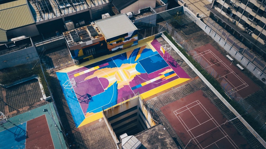 籃球場完成翻新工程後的鳥瞰圖。基滙資本提供