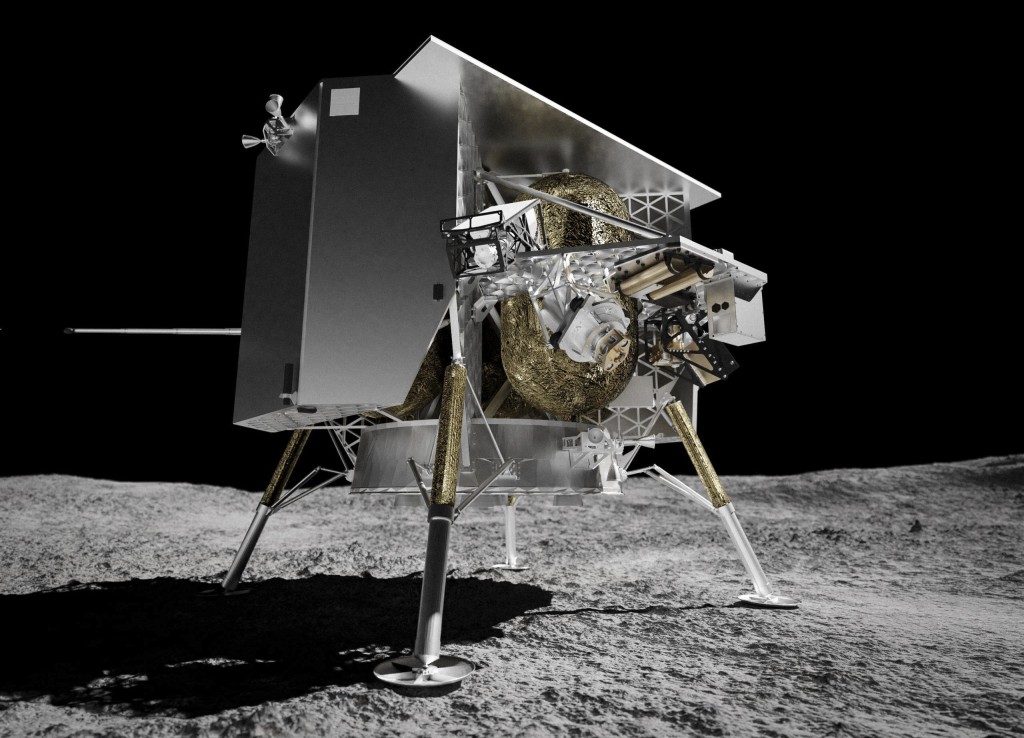 「遊隼號」降落月球表面的想像圖。美聯社