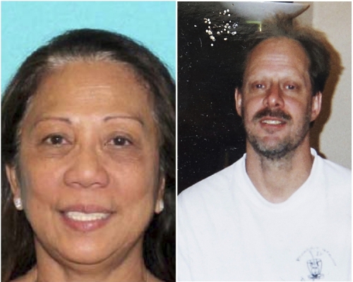 丹利（左）是疑犯帕多克的同居女友。AP