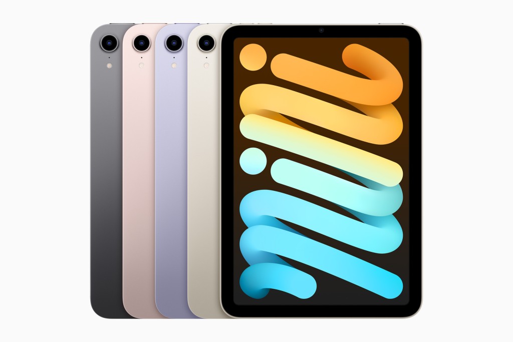 ●新iPad mini備有四種顏色選擇，且提供5G流動上網版本。
