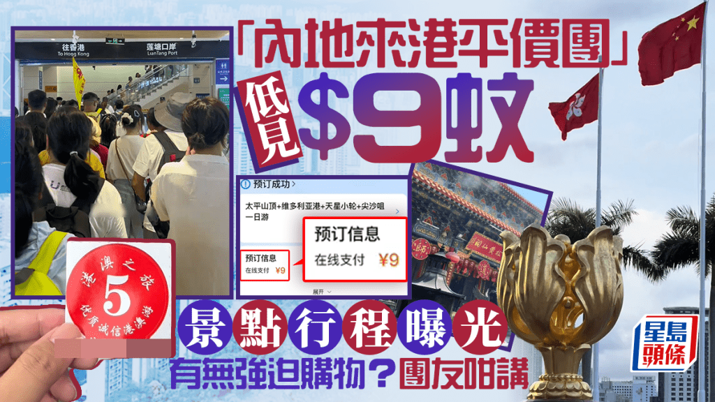 「內地來港平價團」低見$9蚊 景點行程曝光 有無強迫購物？團友咁講｜Juicy叮