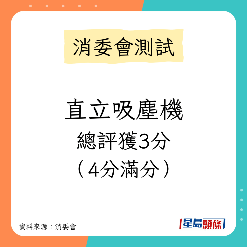 在消委會測試中,總評獲3分的直立式吸塵機。