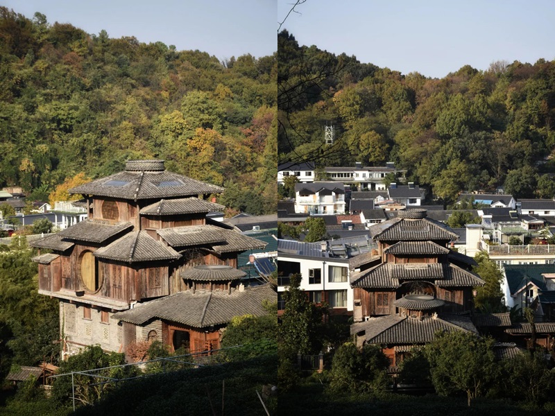 西湖木樓神似「千與千尋」湯屋。網圖