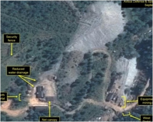 由衛星拍下的豐溪里地下核試場。38 North圖片