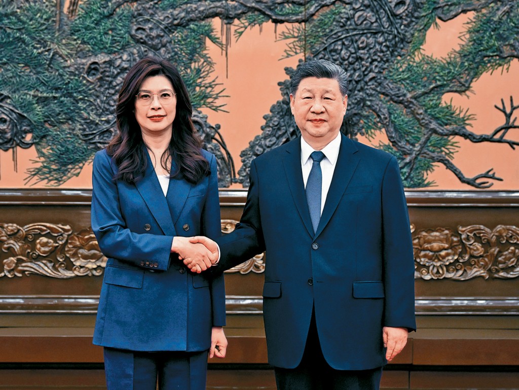 中共總書記習近平昨日在北京會見國民黨主席鄭麗文。