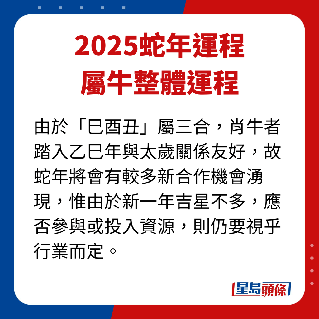 屬牛藝人整體運程。