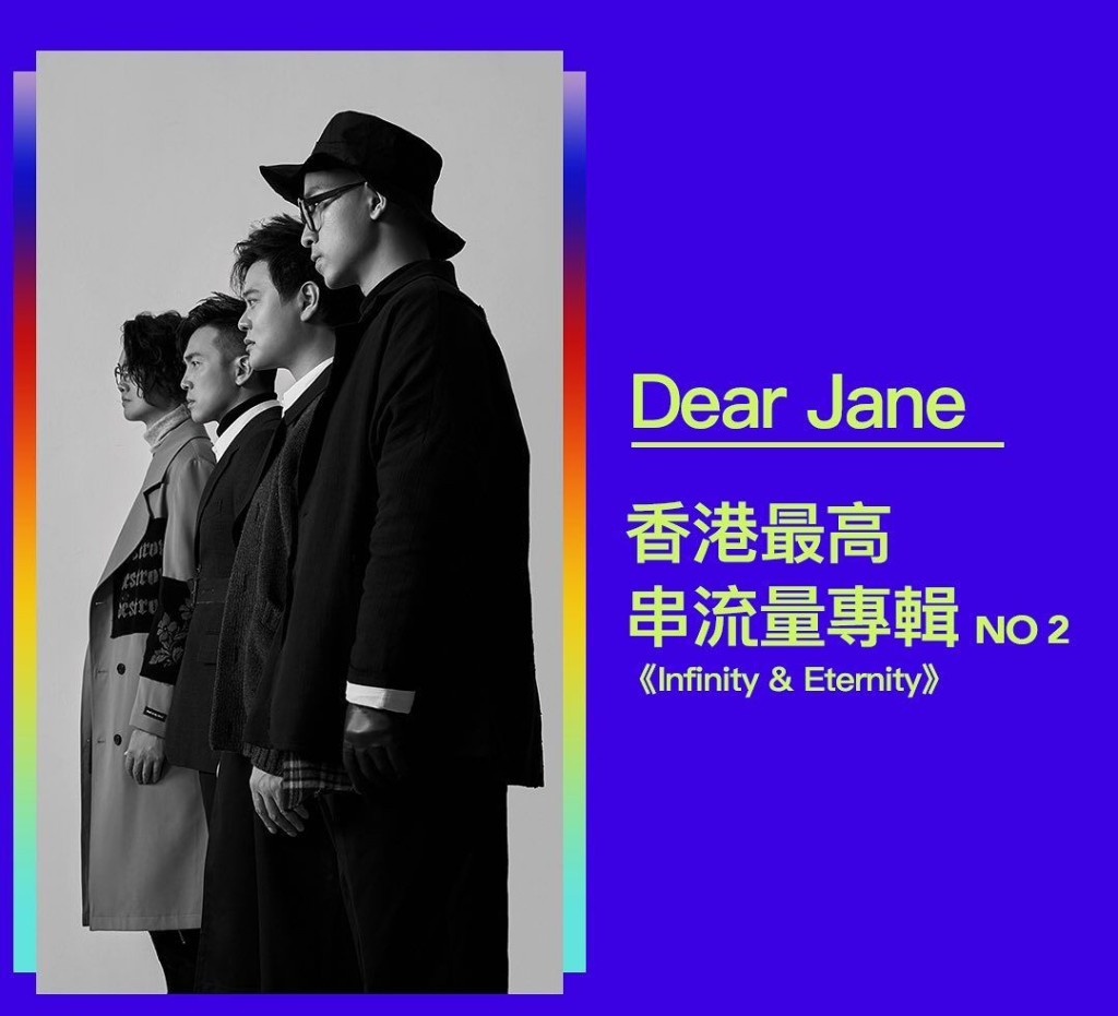 Dear Jane以18年专辑《Infinity & Eternity》夺「香港最高串流量专辑 No. 2」。