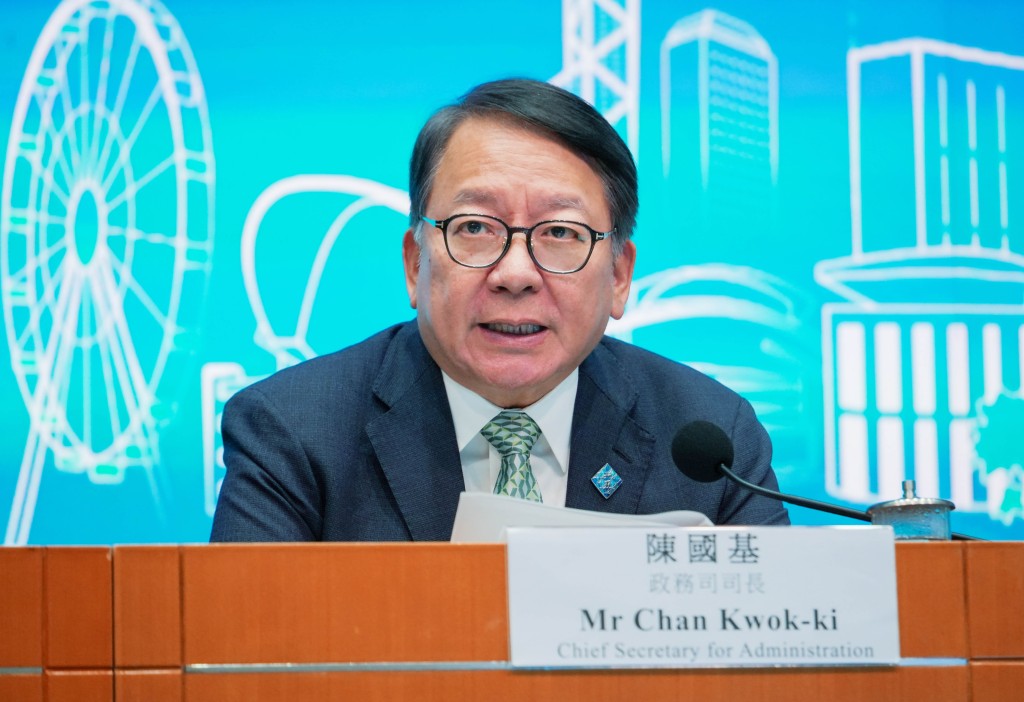 政務司司長陳國基公布洪水橋大學城的細節。汪旭峰攝 政務司司長陳國基公布洪水橋大學城的細節。汪旭峰攝