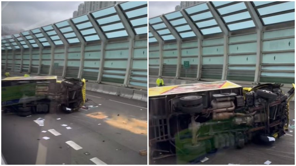 貨車自炒翻側。fb 車cam L（香港群組）  