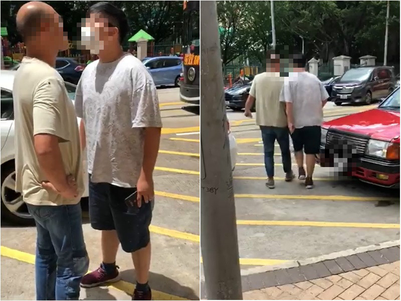 的士司機與男子發生肢體碰撞後,男子揮拳打向司機。影片截圖