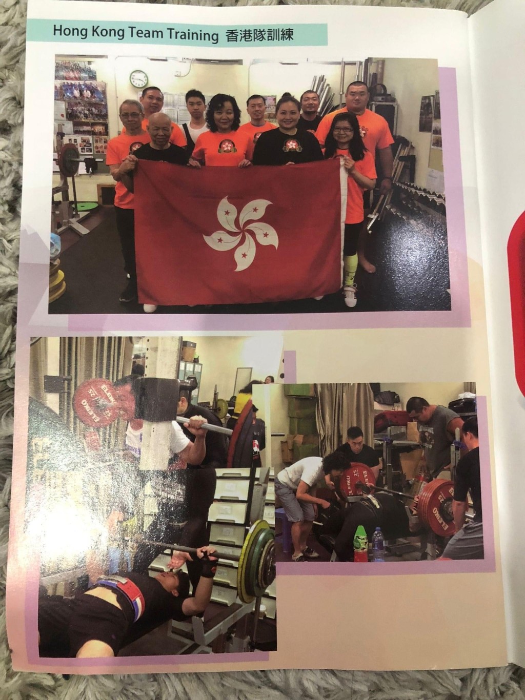 香港舉重健力總會多番倒掛區旗。何敬康提供相片