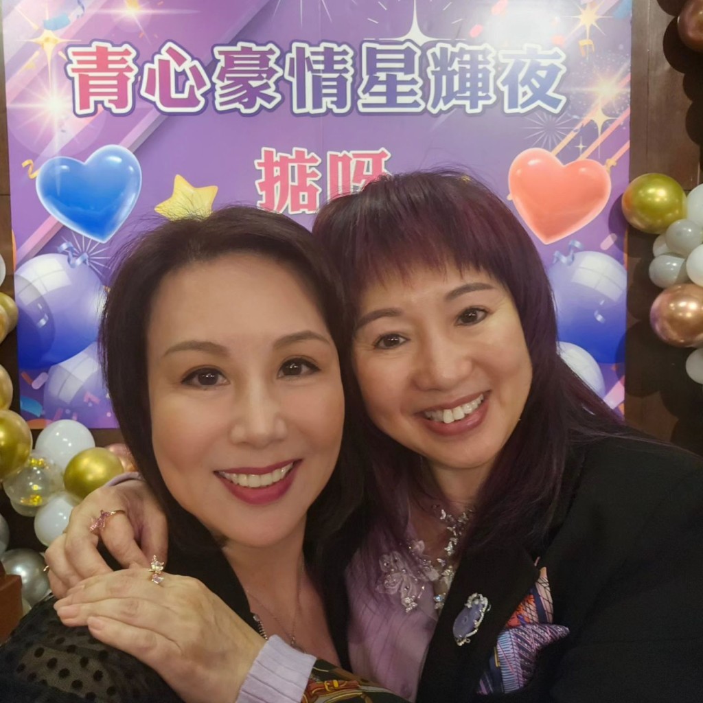 梅小青（右）與劉家豪昨晚（21日）設宴舉行「青心豪情星輝夜」，邀得一眾圈中好友共聚狂歡。
