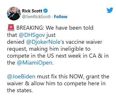 佛罗里达州参议员里克·斯科特（Rick Scott）在网上力撑祖高域。