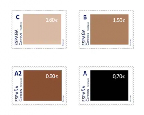 一套四款郵票以不同膚色為主題。網圖