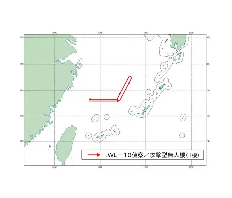 中國無人機在釣島北部海域飛行。