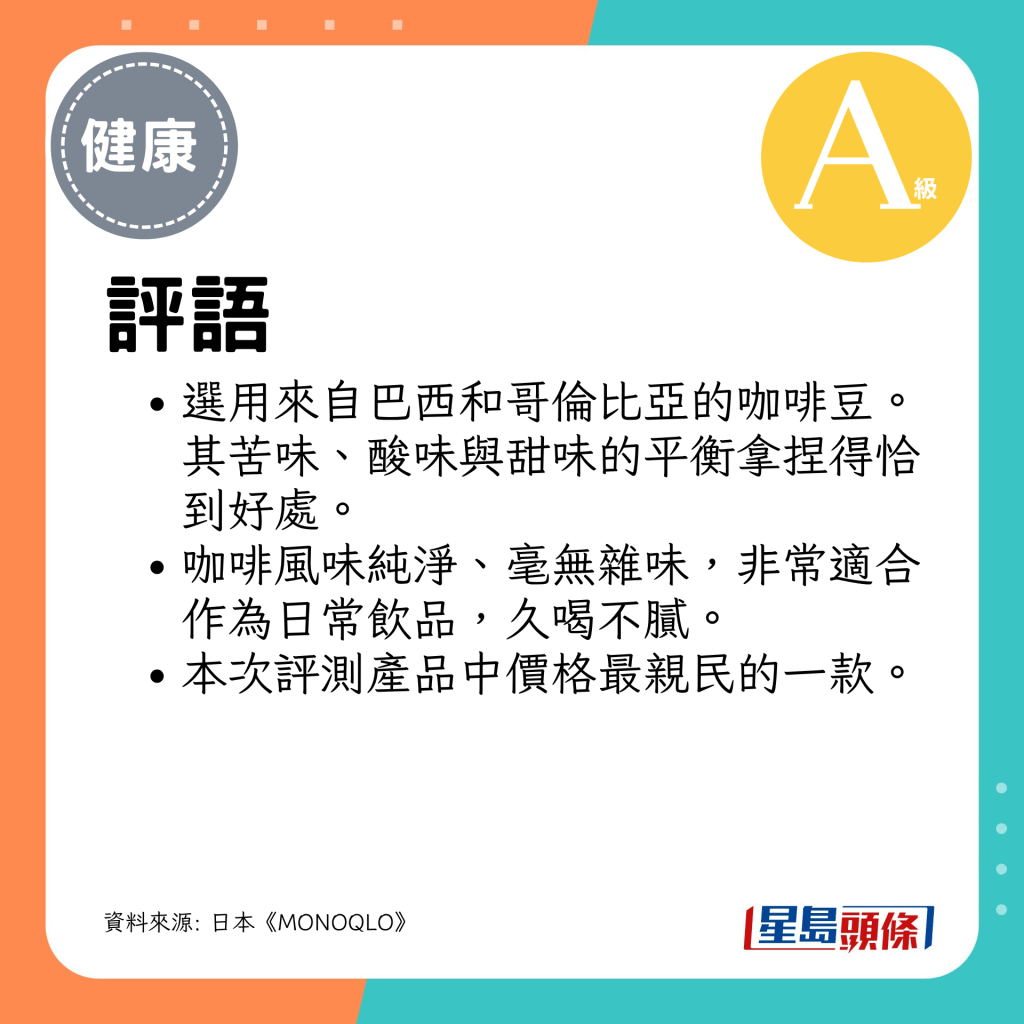 选用来自巴西和哥伦比亚的咖啡豆。