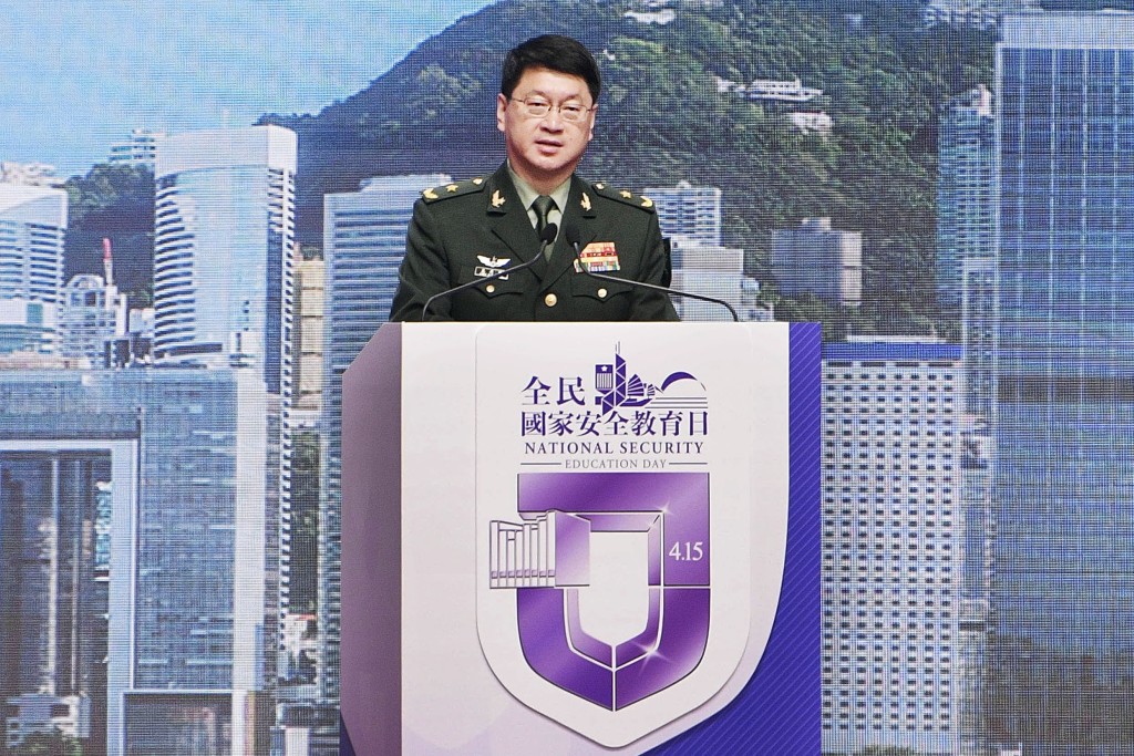 中國人民解放軍駐香港部隊副政治委員王兆兵。（陳浩元攝）