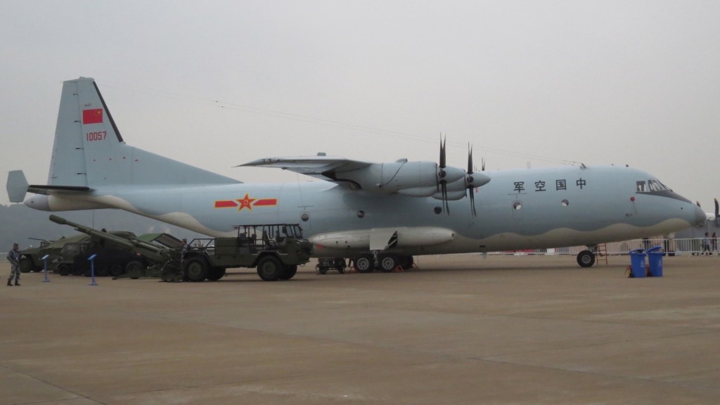 珠海航展上的「運-9」運輸機。 中央社